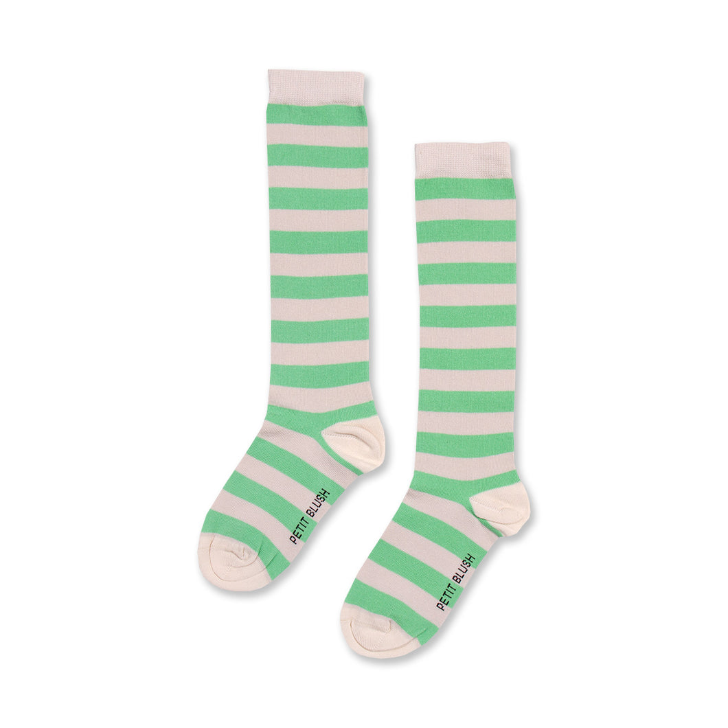 Petit Blush Knee Socks Stripes Green